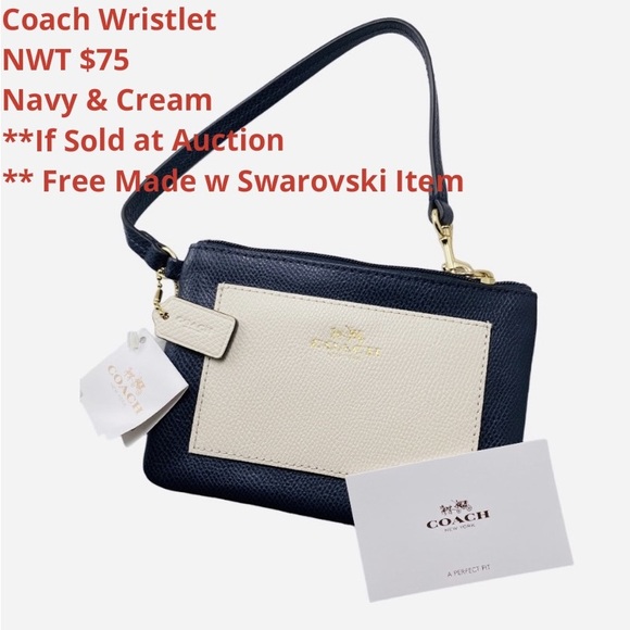 Coach Handbags - Coach Wristlet Navy & Cream w Handle NWT & Care Booklet 4x6 NWT